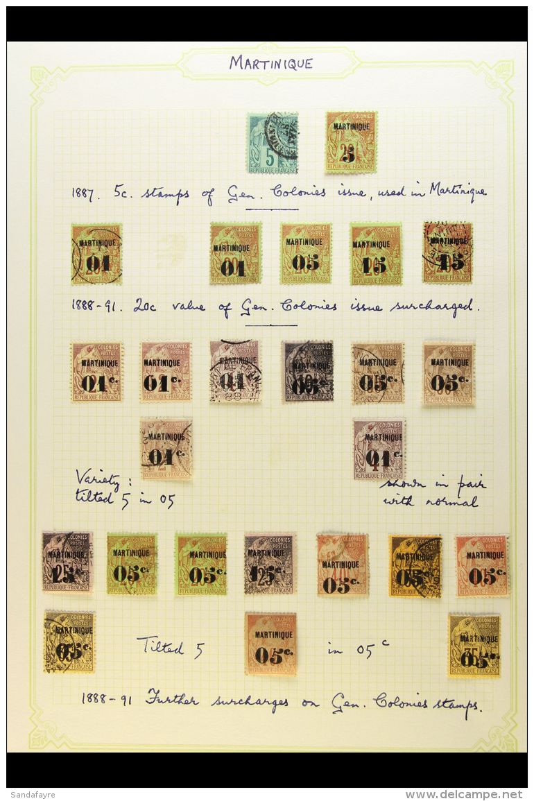 MARTINIQUE 1886-1947 EXTENSIVE MINT &amp; USED COLLECTION Neatly Presented On Album Pages, Includes 1886 5c On 20c... - Altri & Non Classificati