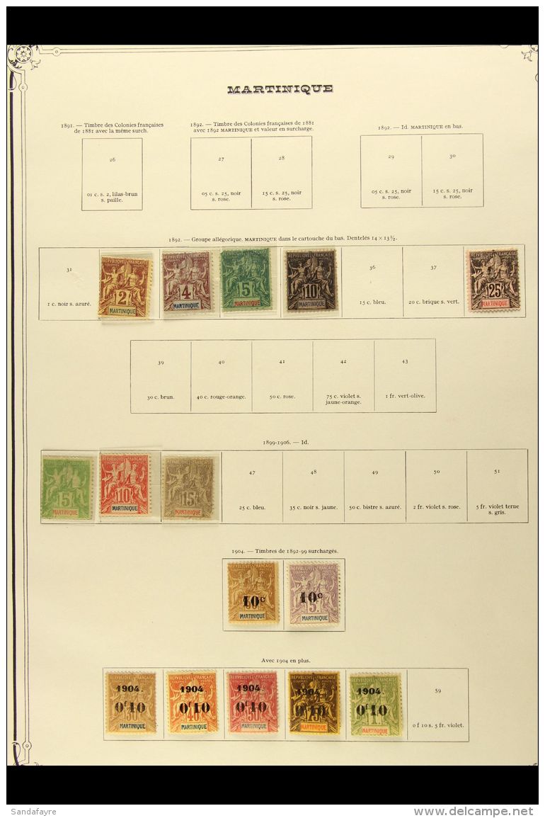 MARTINIQUE 1888-1947 All Different FINE MINT Collection On Yvert Printed Leaves. Note 1888-91 Surcharges (3); 1892... - Altri & Non Classificati