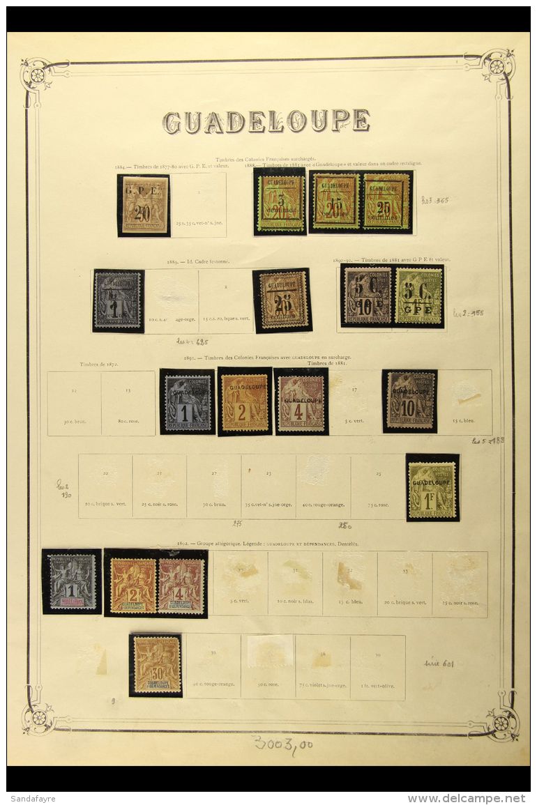 GUADELOUPE 1884-1947 ATTRACTIVE MINT COLLECTION In Hingeless Mounts On Pages, All Different, Inc 1884 "20" On 30c,... - Altri & Non Classificati