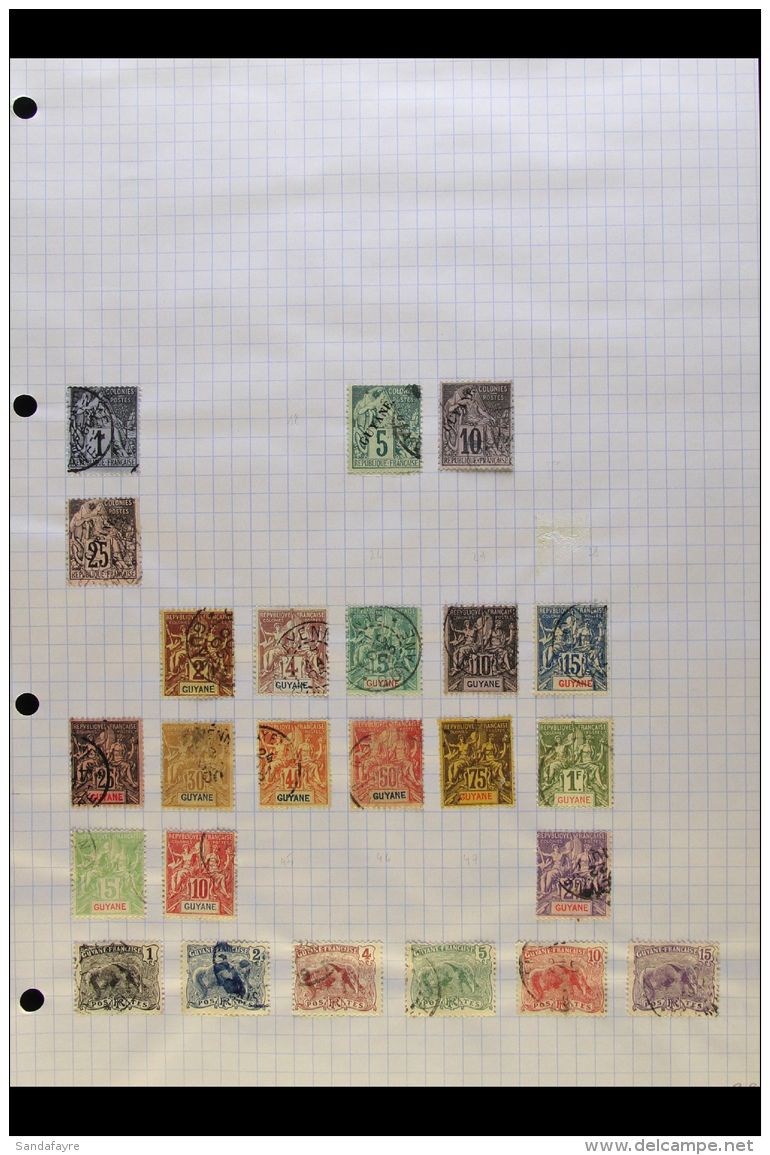 FRENCH GUIANA 1892-1947 All Different FINE USED Collection On Pages. With 1892 Diagonal Overprint Range To 25c;... - Altri & Non Classificati