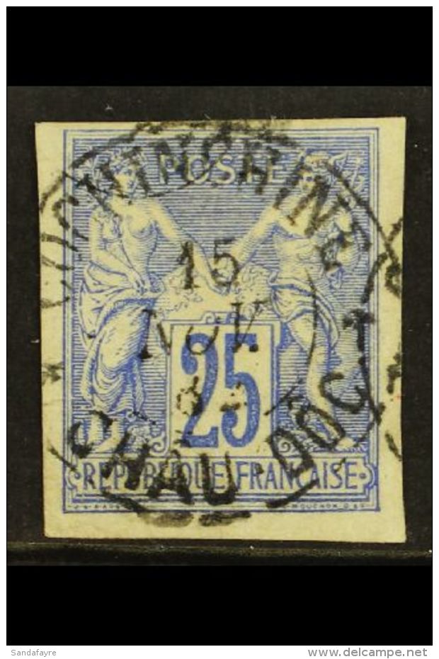 COCHIN CHINA 1882 25c Ultramarine, Type Sage, Yv 23, Superb Used With Full Strike Of "Cochinchine 15 Nov 82 Chau... - Altri & Non Classificati