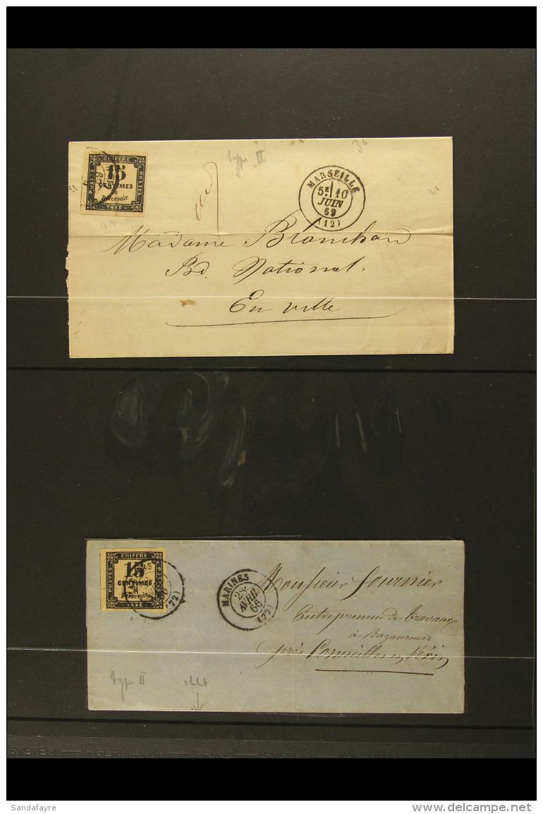 POSTAGE DUE 1859-78. An Attractive, Imperforate 4 Margin Selection ON COVERS / ENTIRES All Bearing Cds Cancels.... - Altri & Non Classificati