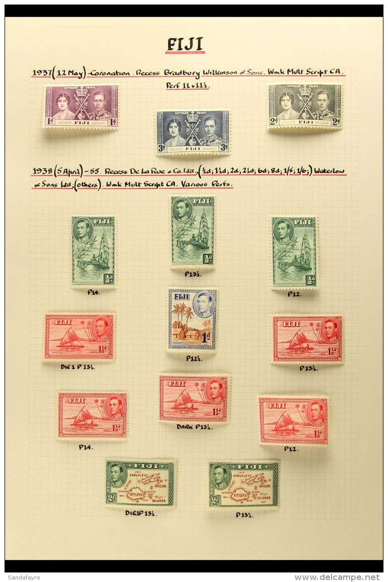 1937-86 SUPERB MINT COLLECTION WITH ADDITIONAL DEFINITIVE SHADES AND PERFS A Beautifully Written Up Collection On... - Fiji (...-1970)