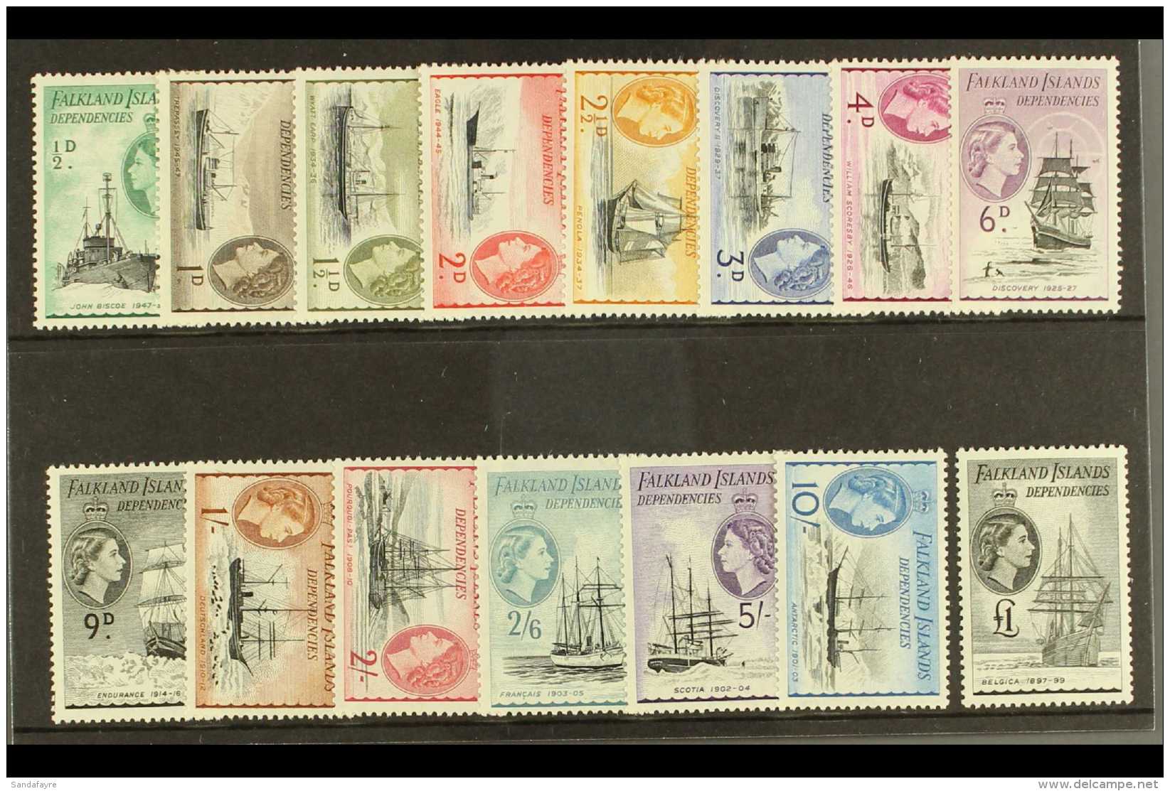 1954-62 Definitives Complete Set, SG G26/40, Very Fine Mint. Fresh (15 Stamps) For More Images, Please Visit... - Falkland