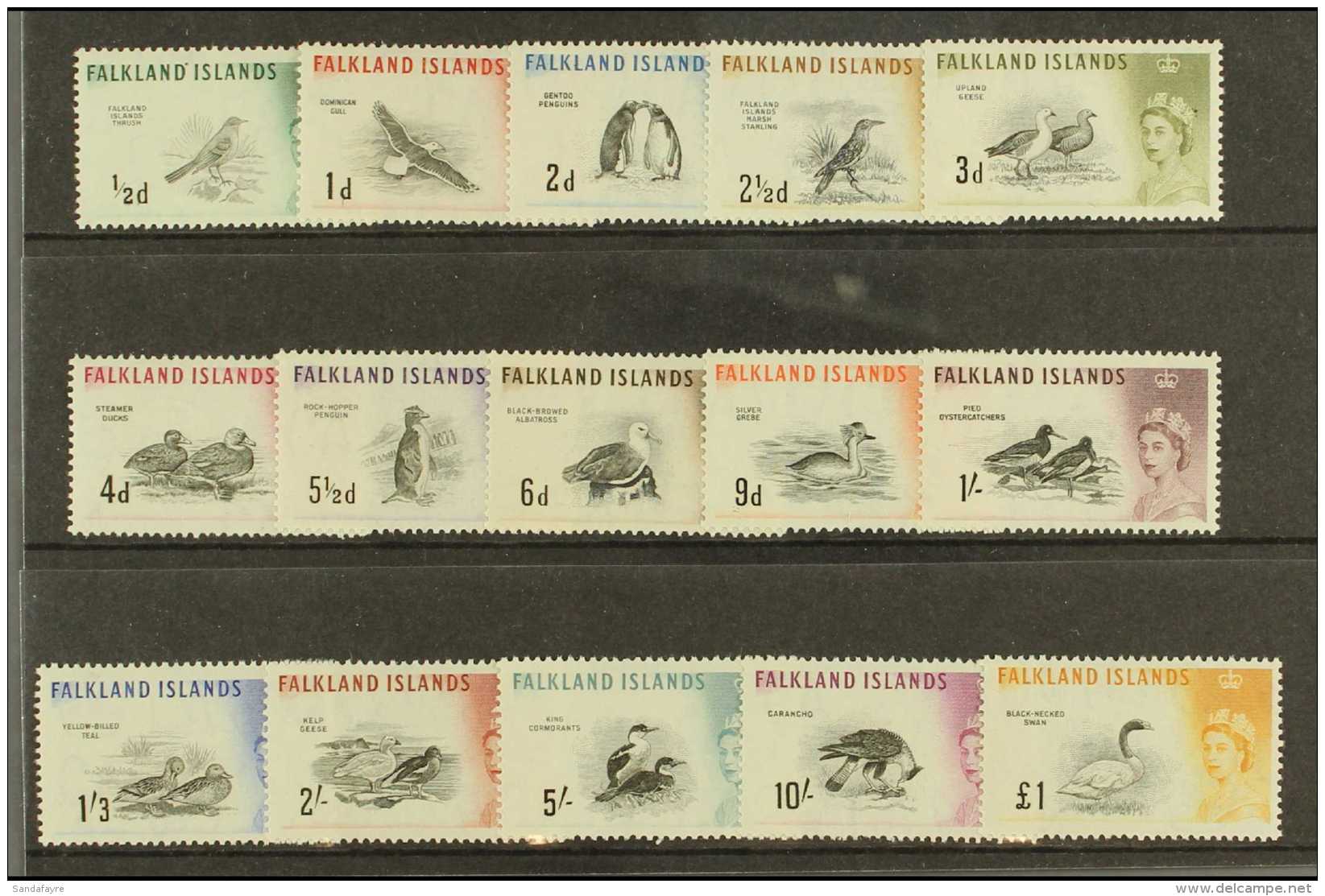 1960-66 BIRDS Definitive Set, SG 193/207, Superb Never Hinged Mint (15 Stamps) For More Images, Please Visit... - Falkland