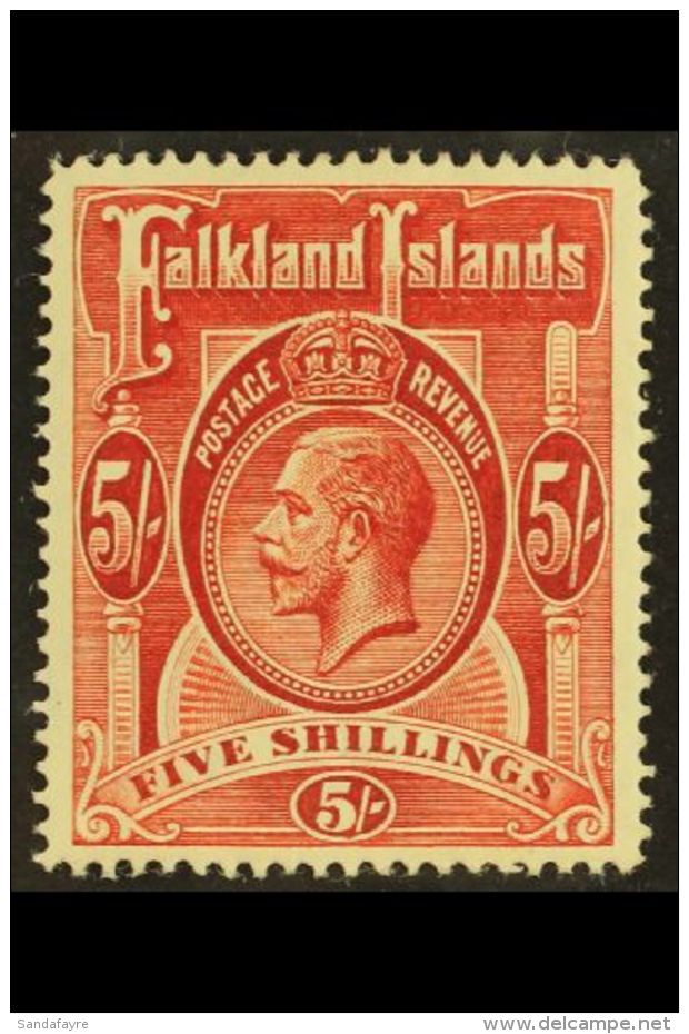 1912-20 5s Deep Rose-red, SG 67, Very Fine Mint. For More Images, Please Visit... - Falkland