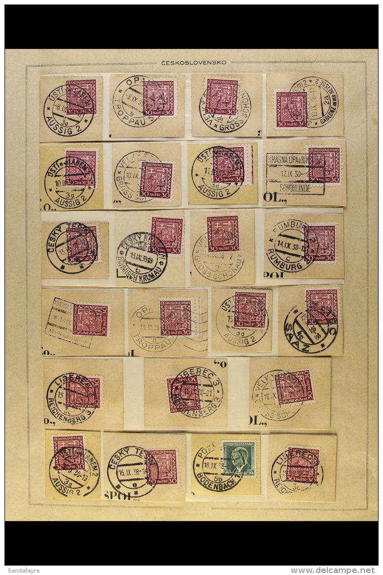 1934-1940 Collection Of Czechoslovakia And Slovakia Stamps On Pieces Etc. Much Postmark Interest. (approx 250... - Altri & Non Classificati