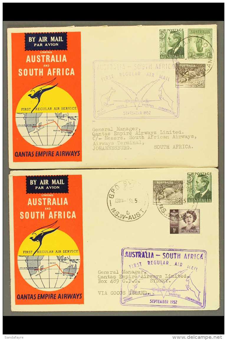 1952 FIRST FLIGHT GROUP. 1952 (1st To 6th) Group Of 4 Different Covers Carried On Different Legs Of The New... - Isole Cocos (Keeling)