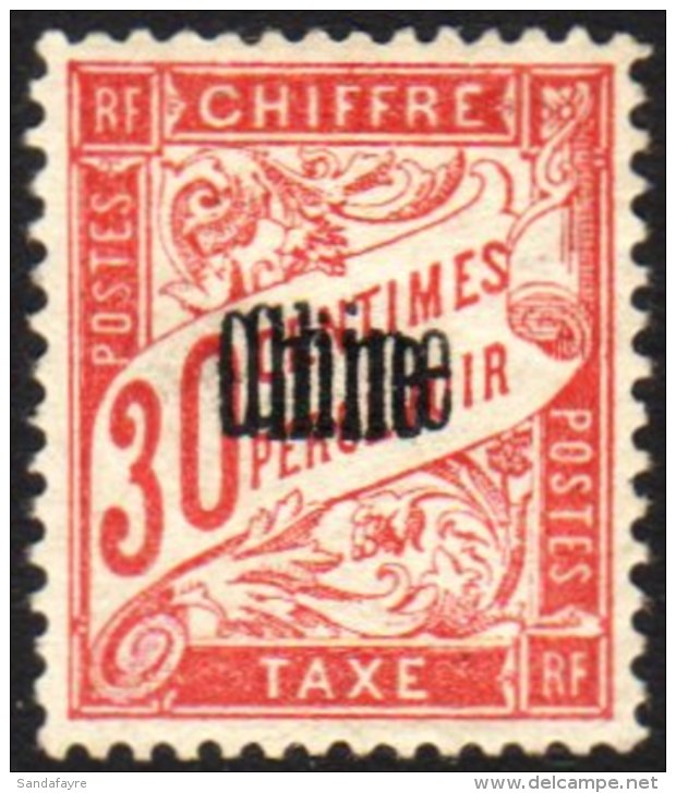FRENCH PO's POSTAGE DUE 1901-07 30c Carmine With OVERPRINT DOUBLE Variety, SG D27a, Mint, A Few Thin Patches. For... - Altri & Non Classificati