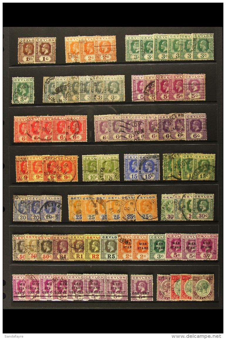 1912-52 ACCUMULATION On Stockpages. A Mint &amp; Used Range With KGV Defins To 2r &amp; 5r Mint, KGV Defins To 2r... - Ceylon (...-1947)