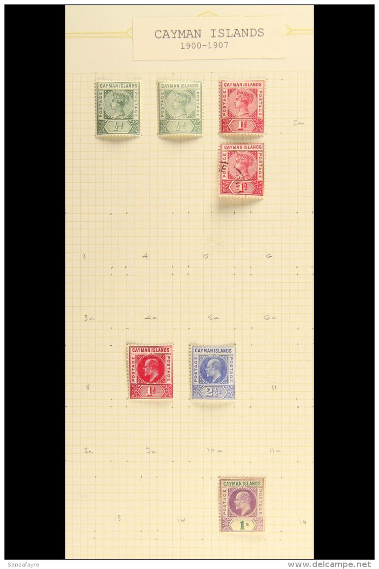 1900-1950 MINT &amp; USED COLLECTION On Leaves, Inc 1900 &frac12;d (x2) &amp; 1d Mint, 1905 1d &amp; 2&frac12;d... - Cayman (Isole)