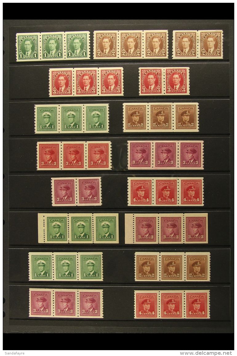 1937-52 FINE MINT COIL &amp; BOOKLET PANE COLLECTION Presented On Stock Pages. Includes 1937-38 1c &amp; 2c Panes... - Altri & Non Classificati