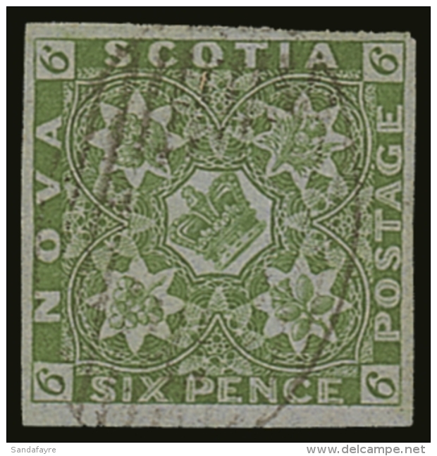 1851-60 6d Yellow- Green, SG 5, SUPERB Used With 4 Large Neat Margins, Light Oval Grid Cancellation &amp; Fabulous... - Altri & Non Classificati