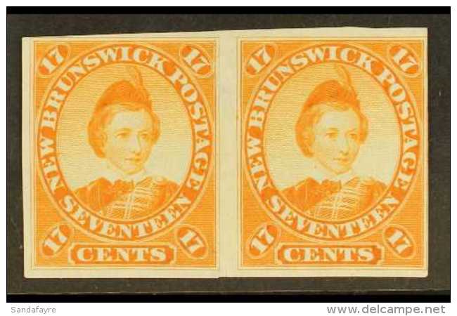 1860-63 17c Prince Of Wales IMPERF PROOF PAIR In Orange (issued In Black) On India Paper With Small Thin (pair)... - Altri & Non Classificati