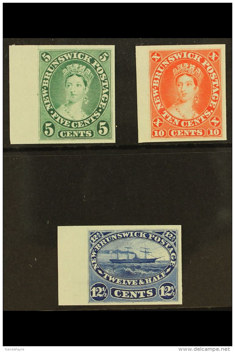 1860 5c Yellow Green, 10c Red And 12&frac12;c Blue, Plate Proofs On Ungummed Paper, Uni 8p, 9p And 10p, Very Fine... - Altri & Non Classificati