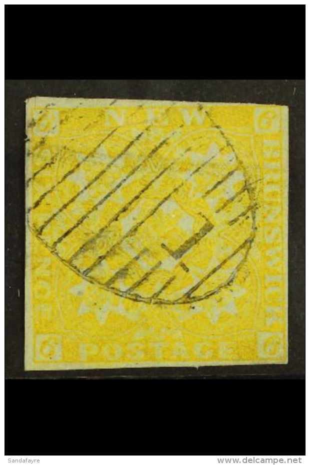 1851-60 6d Olive-yellow Imperf, SG 4, Used With Four Clear To Close Margins All Round And Neat "1" In Barred Oval... - Altri & Non Classificati