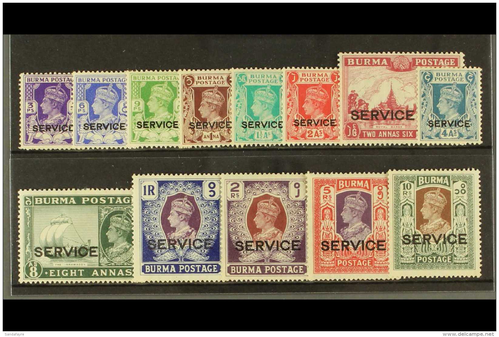 OFFICIALS 1939 "Service" Overprints Complete Set. SG O15/27, Fine Mint. Attractive (13 Stamps) For More Images,... - Birmania (...-1947)