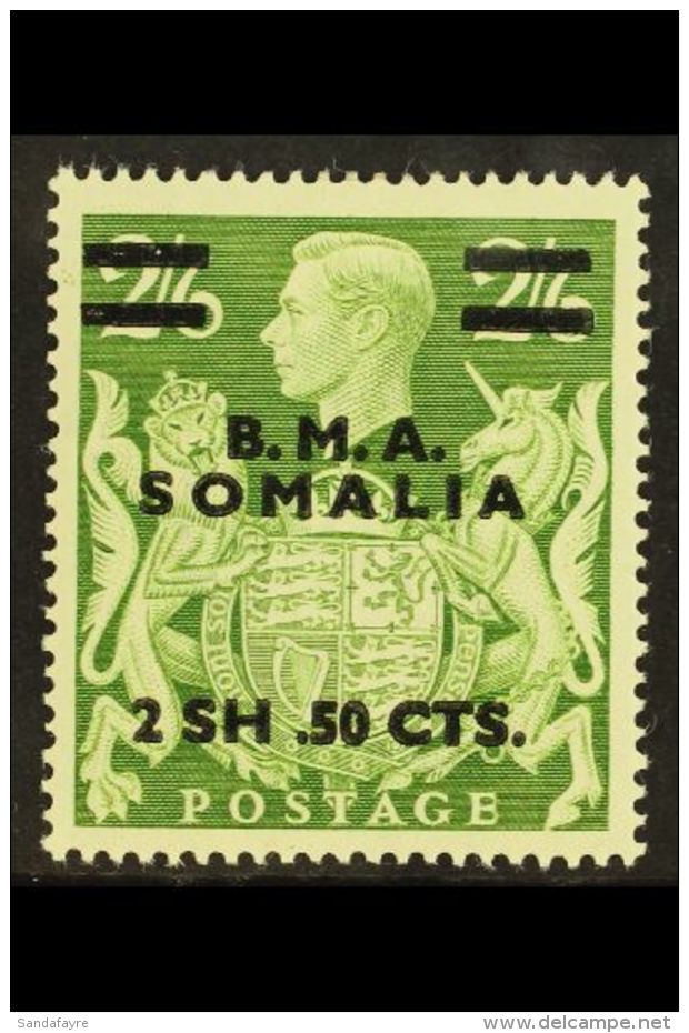 SOMALIA 1948 2s 50 On 2s 6s, Variety "Misplaced Stop", SG S19a, Very Fine Mint. For More Images, Please Visit... - Africa Orientale Italiana