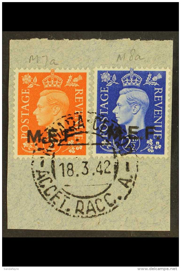 M.E.F. 1942 2d &amp; 2&frac12;d 'round Stop' Values, SG M7a+M8a, Tied Together On Neat Piece By Very Fine "Asmara... - Africa Orientale Italiana