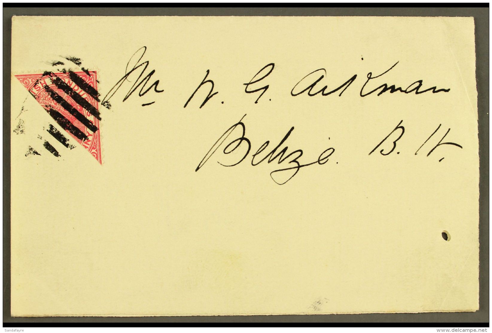 1882-87 1d Rose Bisected Diagonally, SG 18a, Tied On Large Piece Addressed To "Mr N.G. Aikman / Belize". For More... - Honduras Britannico (...-1970)