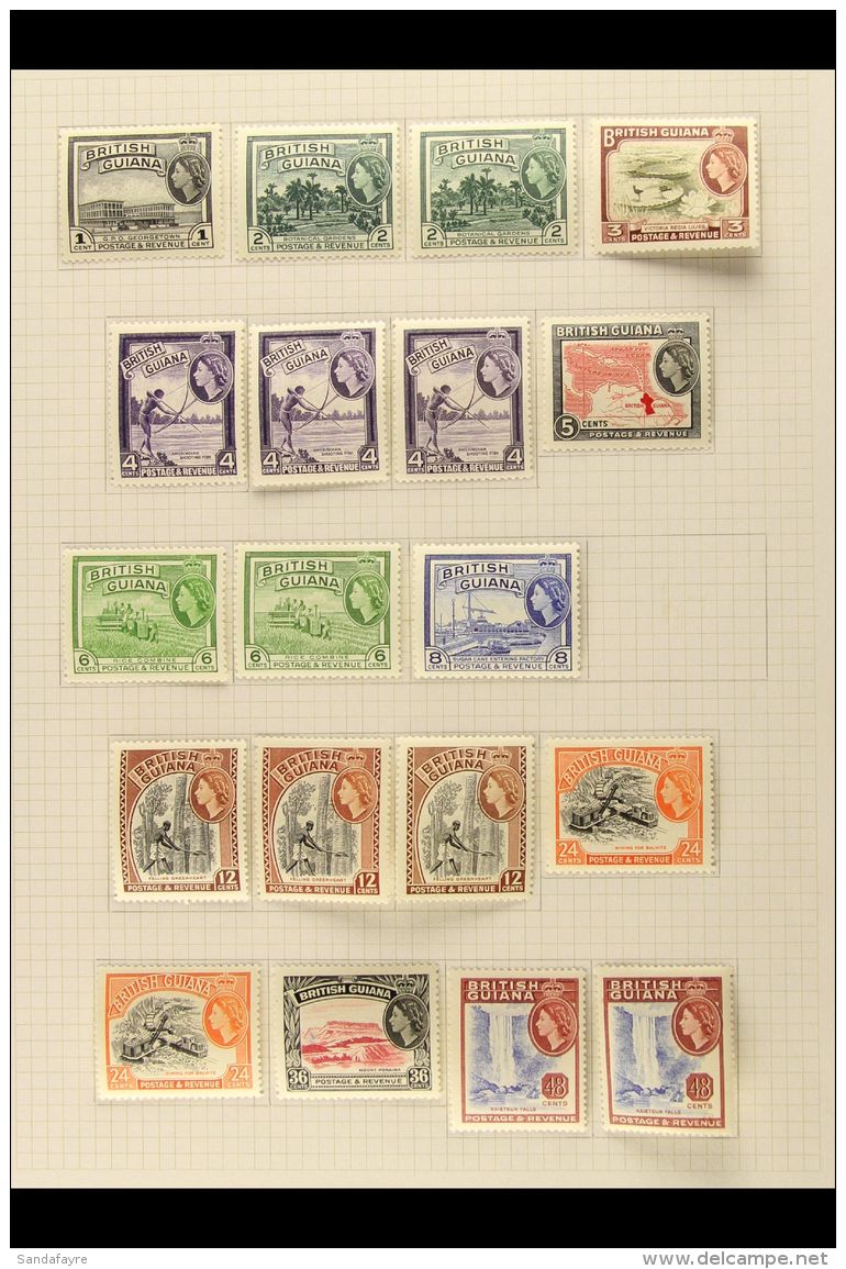 1953-66 VERY FINE MINT COLLECTION On Album Pages. Inc 1954-63 Definitive Set With All Values To $5, Plus Many... - Guyana Britannica (...-1966)
