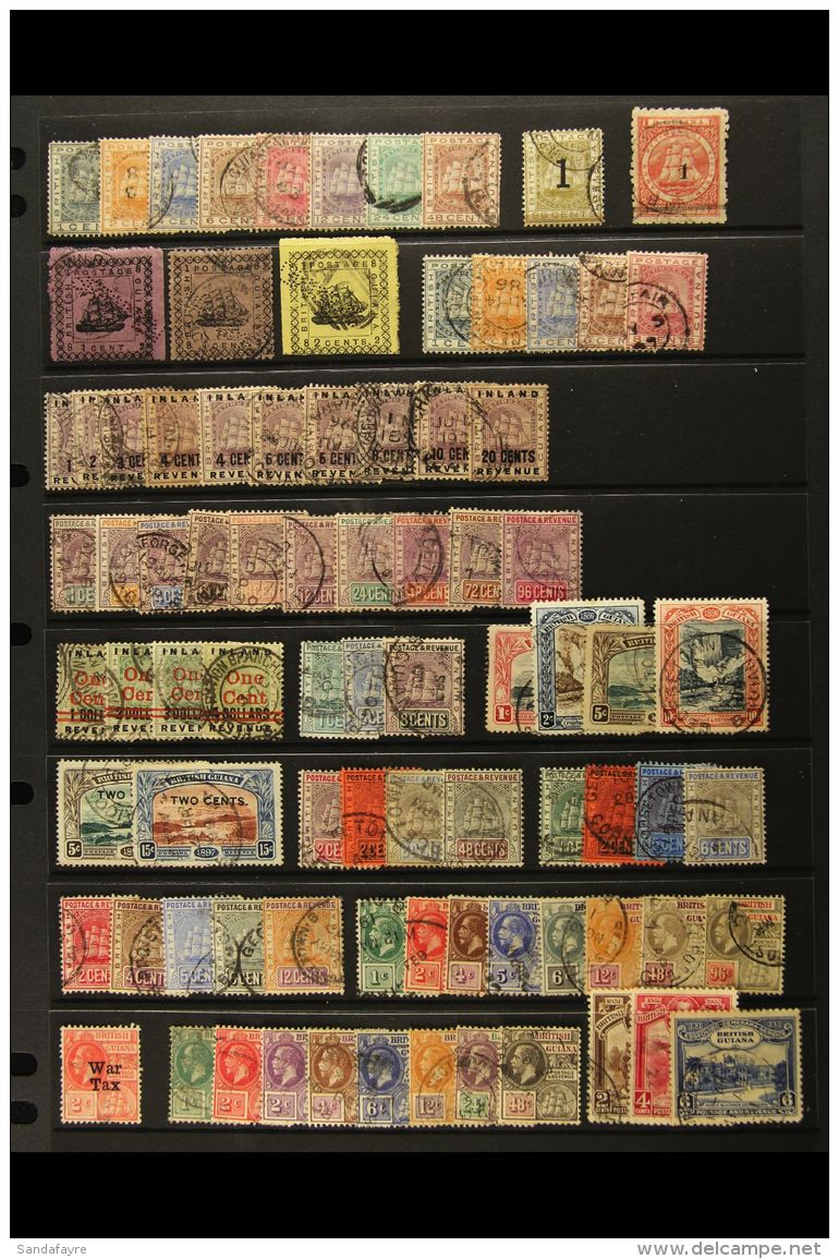 1876-1952 ATTRACTIVE USED All Different Collection. Note 1876-79 Set To 48c; 1881 "1" Surcharges (2 Different);... - Guyana Britannica (...-1966)