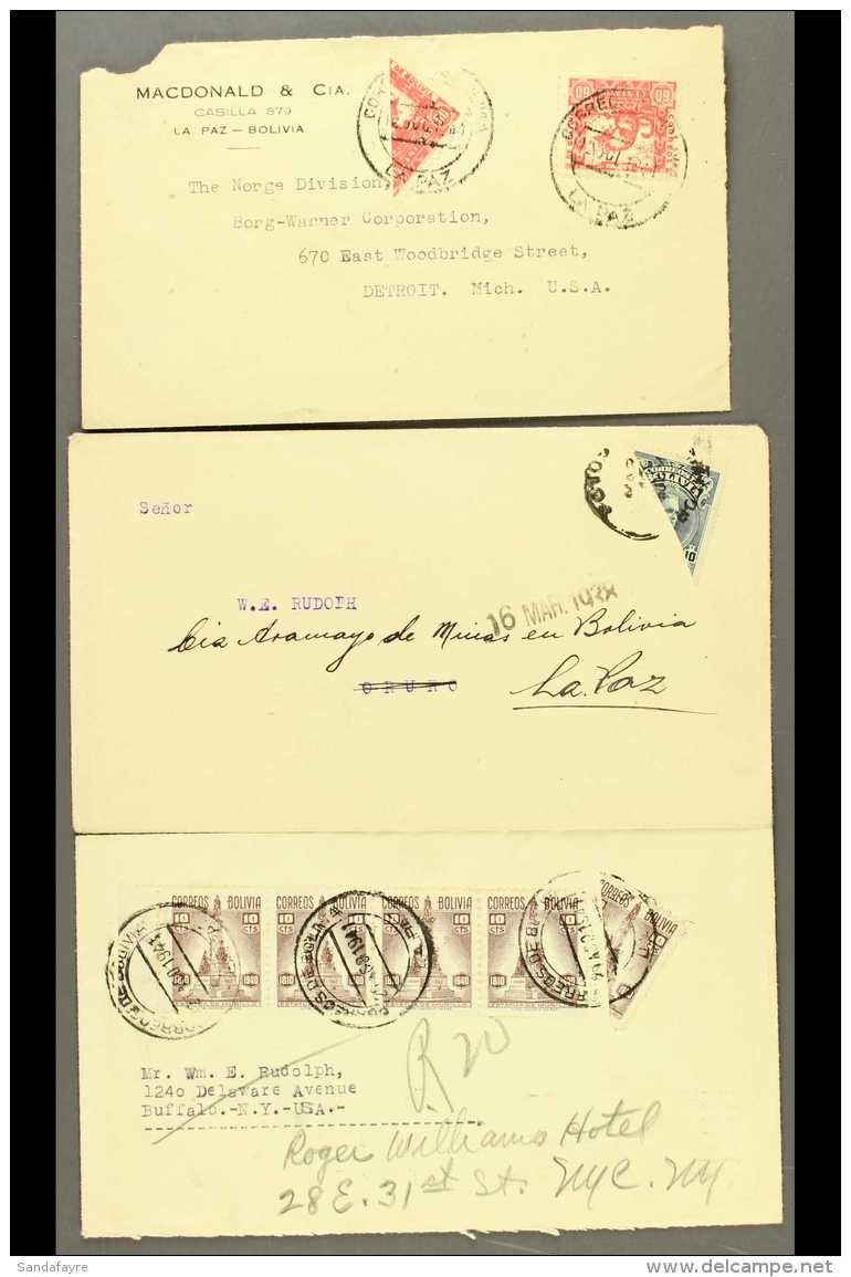 1938-1941 BISECTS ON COVERS GROUP An Unusual Collection Of Commercial Covers &amp; Wrappers Bearing Various... - Bolivia