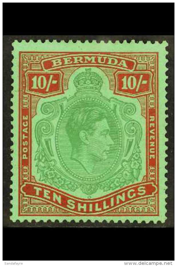 1939 10s Bluish Green And Deep Red / Green, SG 119a, Very Fine Mint. For More Images, Please Visit... - Bermuda