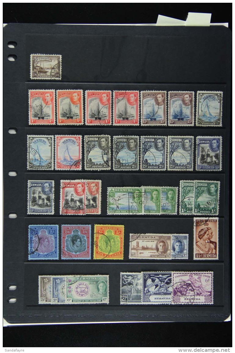 1938-75 GOOD TO FINE USED COLLECTION Includes 1938-52 1d To 1s Definitive Set Incl 2d Light Blue &amp; Sepia X2,... - Bermuda