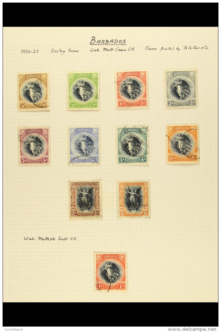 1912-35 USED KGV COLLECTION On Album Pages. Inc 1912-16 Values To 1s, 1916-19 Set To 2s (includes 1d With Scarce... - Barbados (...-1966)