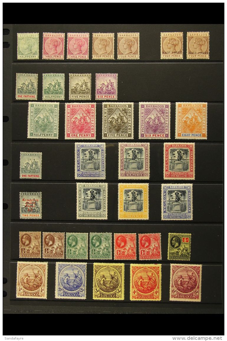 1882-1969 MINT COLLECTION Presented On Stock Pages. Includes QV Defins To 4d, Seal To 6d, 1897 Jubilee 5d, 6d... - Barbados (...-1966)