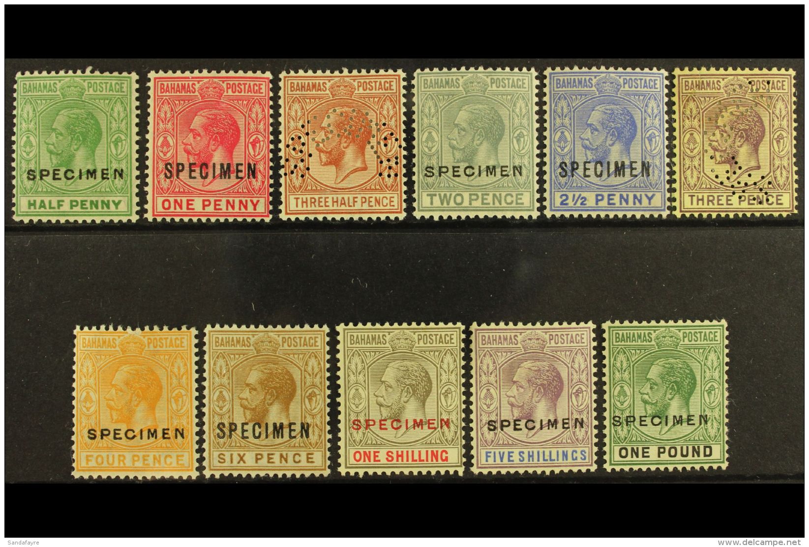 1921-37 Geo V Set, Wmk Script, Overprinted/perfed "Specimen", Complete, SG 115s/125s, Very Fine Mint. (11 Stamps) ... - Altri & Non Classificati