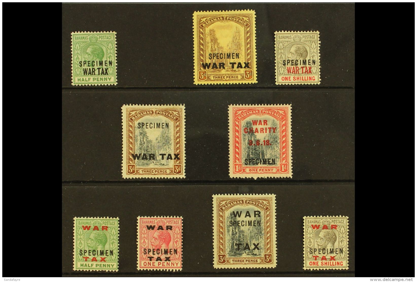 1918 - 19 WAR TAX SPECIMENS Complete Set Of War Tax Ovpts (less 1918 1d Carmine) Overprinted "Specimen", SG... - Altri & Non Classificati