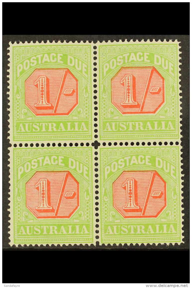 POSTAGE DUES 1912 - 1923 1s Scarlet And Pale Yellow Green, SG D85, Very Fine Mint Block Of 4. For More Images,... - Altri & Non Classificati