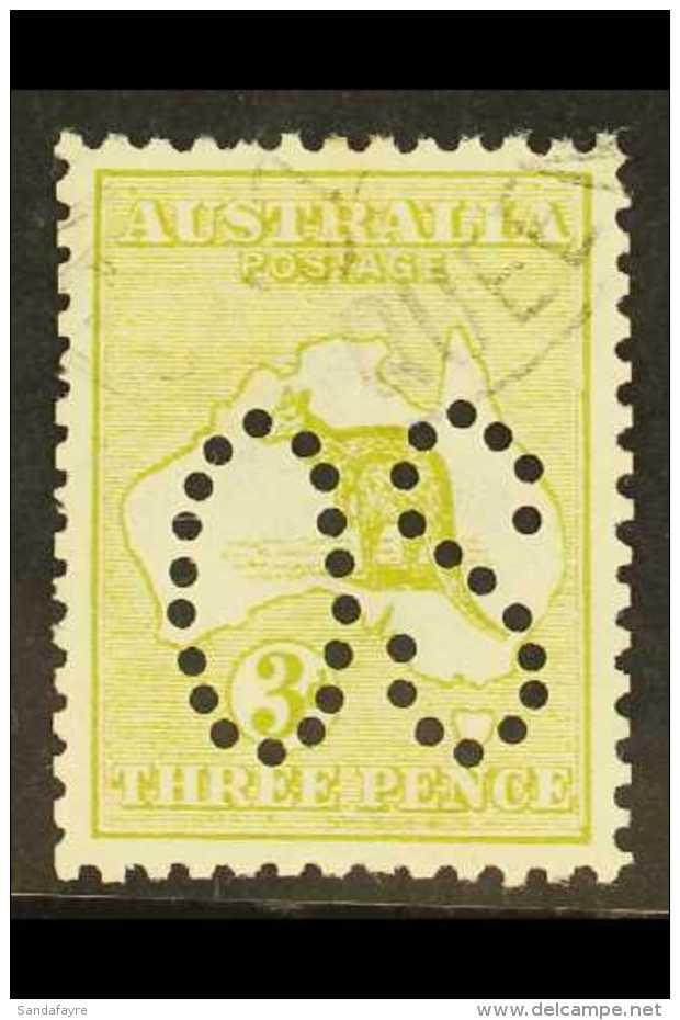 OFFICIAL 1913 3d Olive Roo Die II Large "OS" Perfin, SG O5e, Fine Cds Used, Very Nice Centering, Fresh. For More... - Altri & Non Classificati