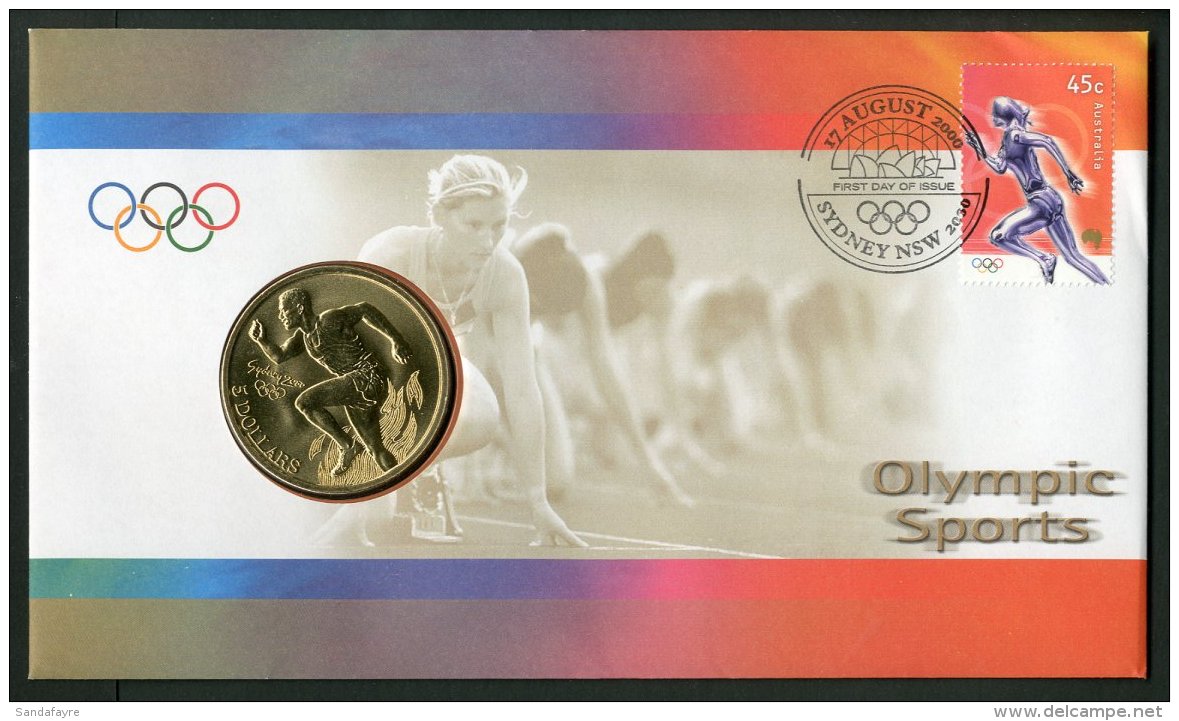 2000 OLYMPICS COIN COVER 2000 (17 Aug) 45c Athletics, Seven Seas Cat Number 1860, On Illustrated Unaddressed FDC... - Altri & Non Classificati