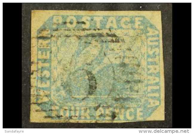 WESTERN AUSTRALIA 1854-55 4d Pale Blue Imperf, SG 3, Good Used With Four Close To Large Margins. For More Images,... - Altri & Non Classificati