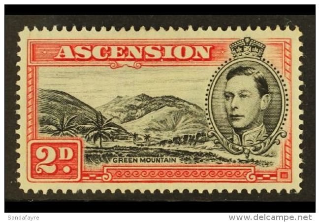 1949 2d Black And Scarlet, Perf 14, Showing Variety "Mountaineer Flaw", SG 41ca, Very Fine. Scarce. For More... - Ascensione