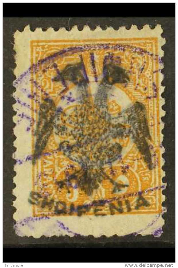 1913 5pa Ochre Ovptd "Eagle", Yv 2, Very Fine Used. For More Images, Please Visit... - Albania