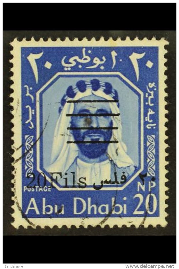 1966 20f On 20n.p Ultramarine, Variety "perf 14&frac12;", SG 17b, Very Fine Used. Scarce Stamp. For More Images,... - Abu Dhabi