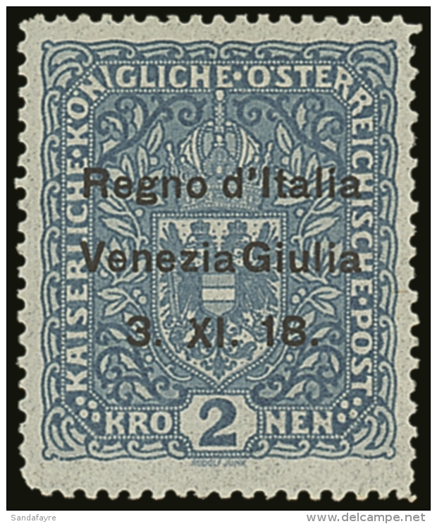 WWI - ITALY VENEZIA GIULIA - 1918 2kr Blue Of Austria Overprinted "Regno D'Italia", Sass 15, Superb Mint. Lovely... - Non Classificati