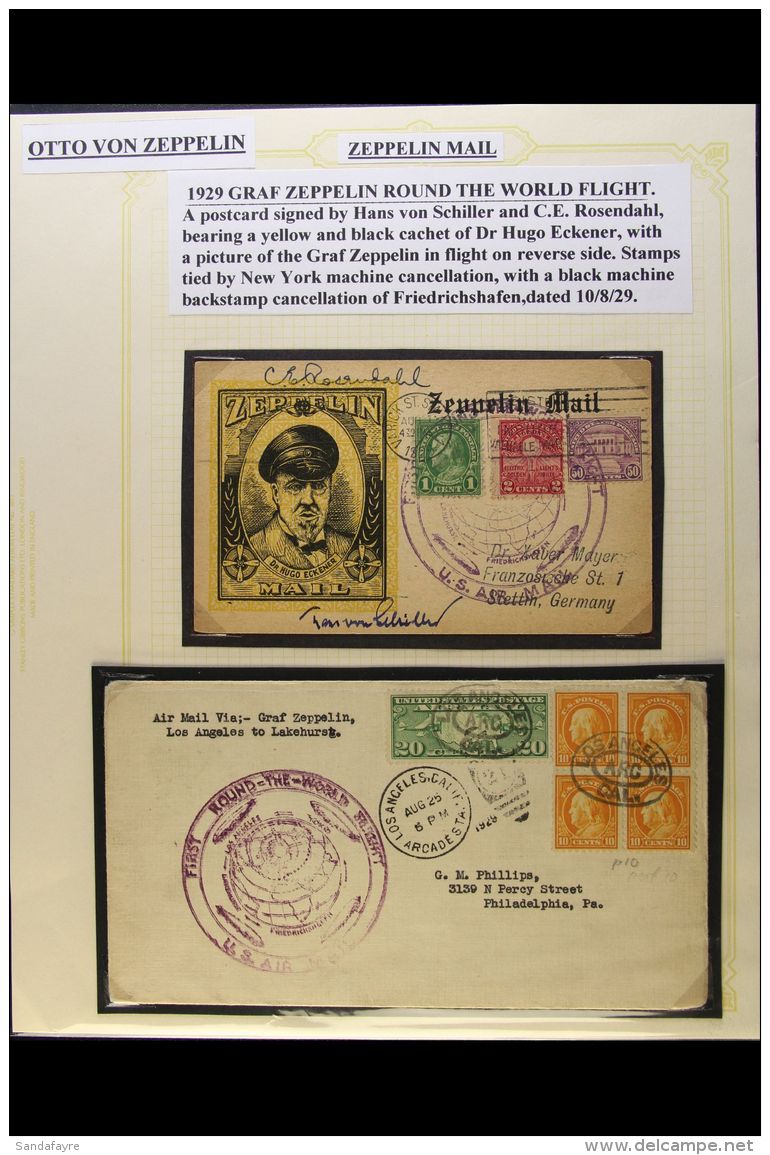 US ZEPPELIN MAIL 1929 - 1934 Extensive Collection Of Covers And Cards Written Up On Display Pages And Including... - Non Classificati