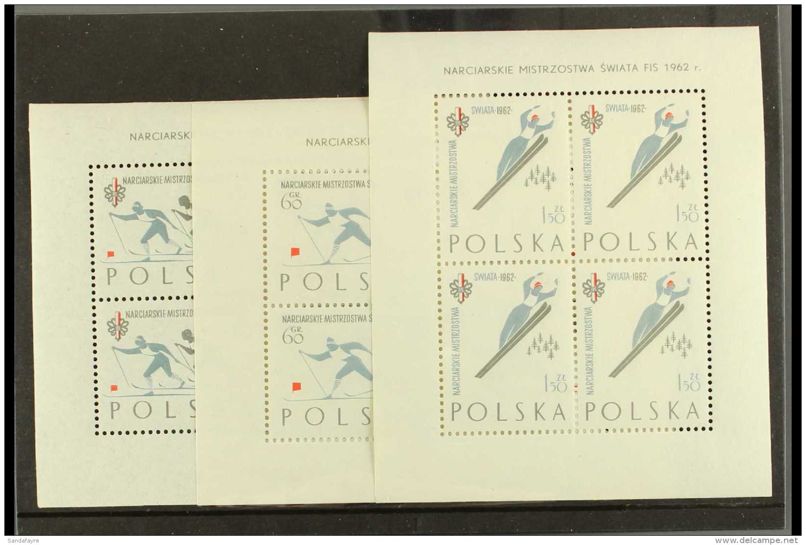 SPORT Poland 1962 International Ski Championship Set Of 3 Sheetlets (Kleinbogen), Mi 1294C/96C, Fresh Never Hinged... - Non Classificati