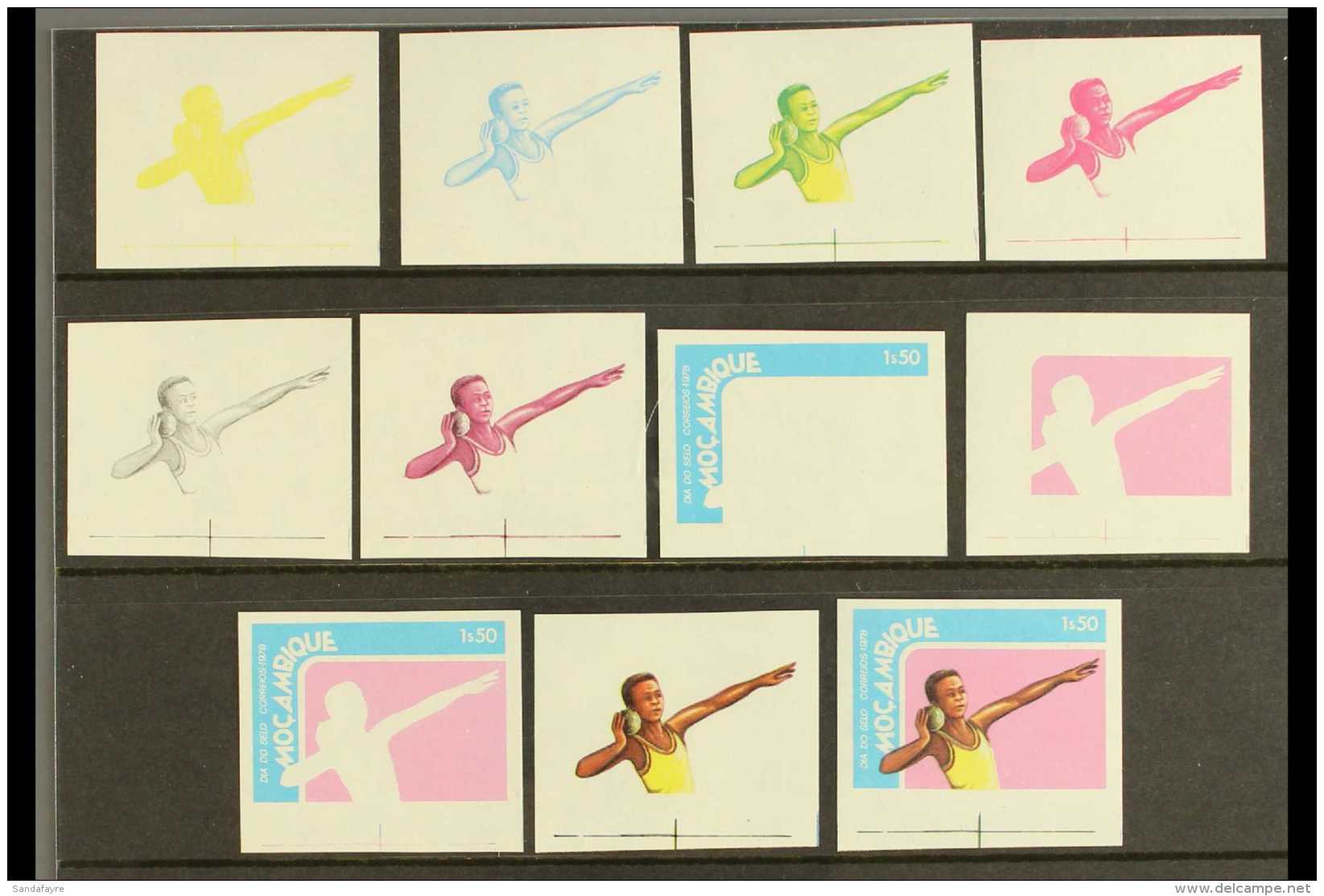 SPORT Mozambique 1978 1$50 'Shot Putting' (as Scott 608) Complete Set Of Imperf Progressive Colour Proofs Printed... - Non Classificati