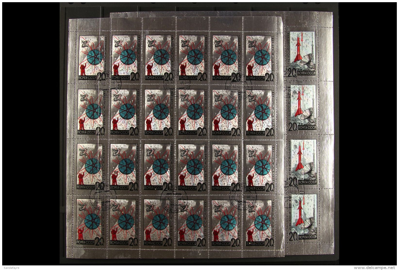 SPACE 1965 Russia National Cosmonauts Day Foil Set, Mi 3042/3, As Complete Sheets Of 24 Stamps With Margins All... - Non Classificati