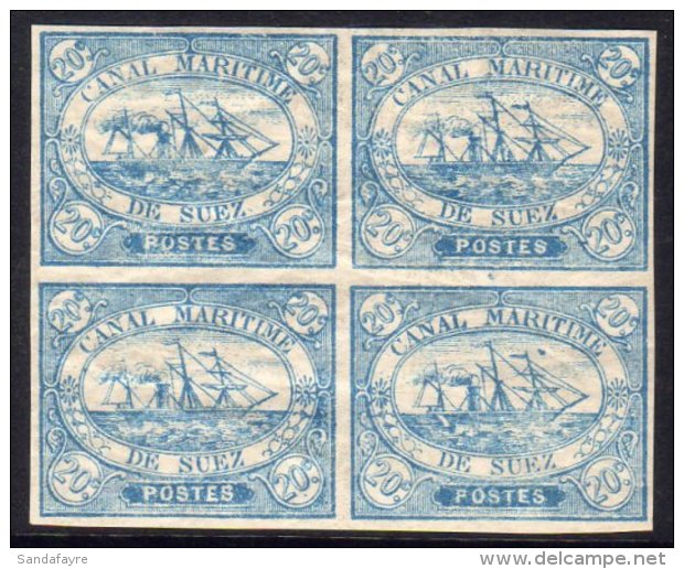 SHIPS Suez Canal Company, 1868 20c Blue Imperf "Ship" SG 3 In A Delightful Block Of 4 With Four Clear Margins. A... - Non Classificati