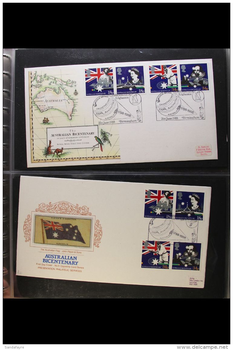 CRICKET 1988 Australian Bicentenary First Day Cover Collection. An Interesting Collection With A Good Variety Of... - Non Classificati