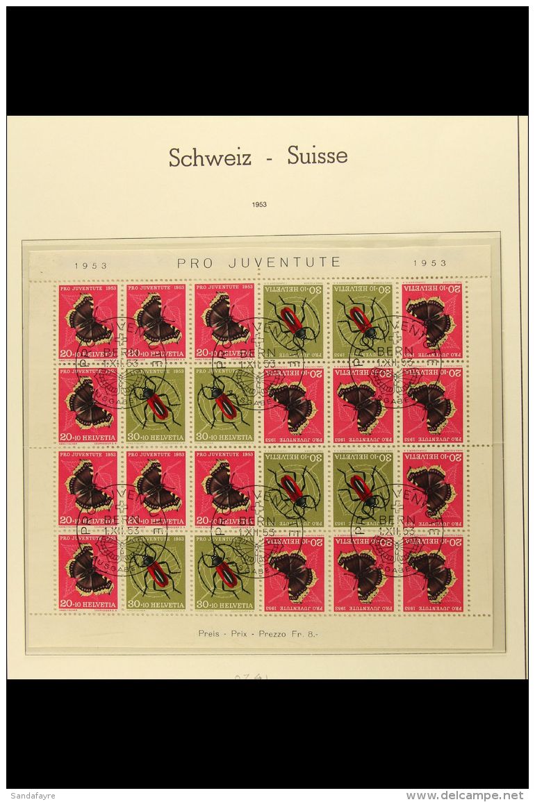 BEETLES &amp; BUTTERFLIES 1953 Swiss Pro Juventute Complete Sheet (Michel MHB 42, Zumstein OZ41) Containing 20c... - Non Classificati