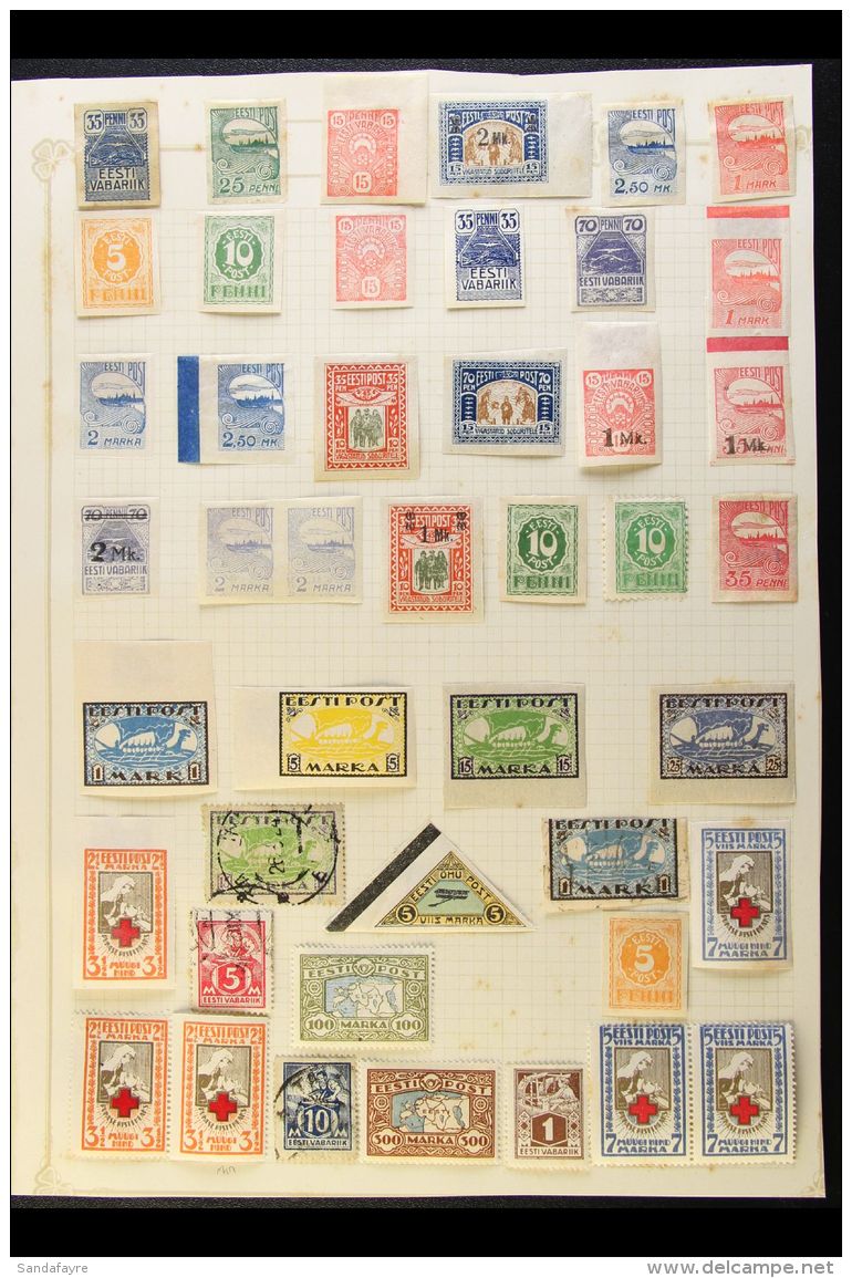 BALTIC STATES 1918-1936 Old Time Mint &amp; Used Collection On Leaves, Inc ESTONIA 1921-22 2&frac12;m+3&frac12;m... - Altri & Non Classificati