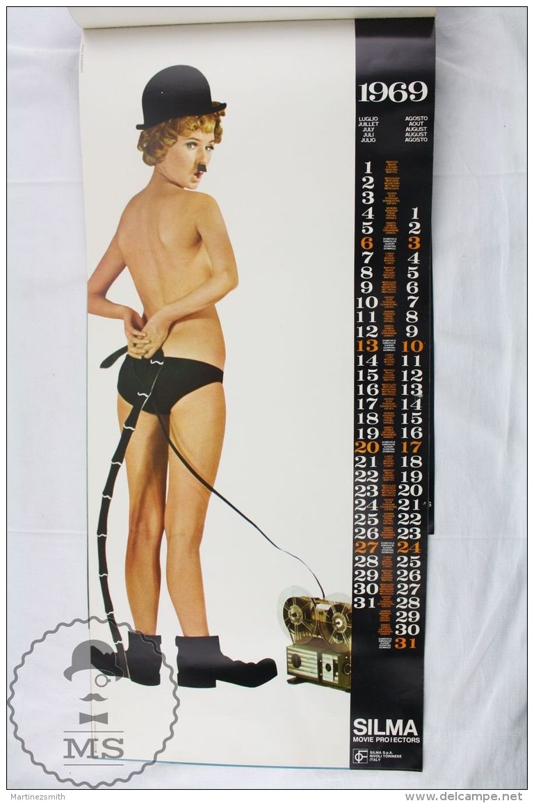 Vintage Pin Up Glamour Sexy Girls 1969 Silma Movie Projector Advtg Wall Calendar - Big : 1961-70